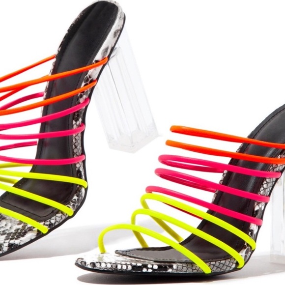 Multi Color Neon Stappy Open Toe
Chunky High Heel - Picture 4 of 5